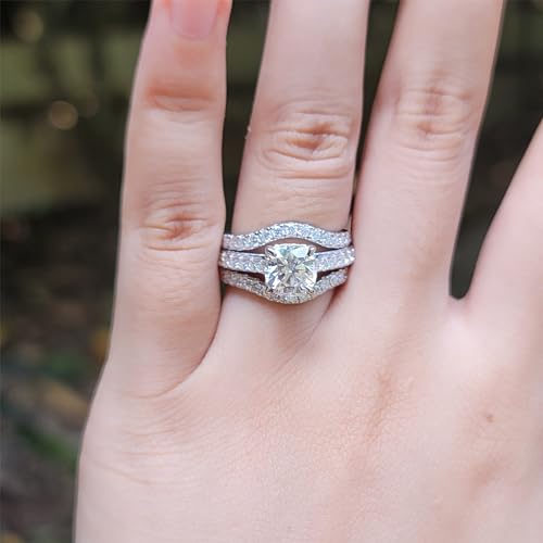 DovEggs Moissanite Curved Enhancer Guard Wedding Eternity Band 2ct F-G-H Color Pear Shaped Moissanite Halo Engagement Ring 14k Gold QUALITY Sterling Silver Wedding Rings for Women4