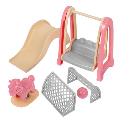 Mikinona Accesorio en Miniatura para Casa de Muñecas Columpio y Tobogán de Abs y Metal, Modelo Práctico para Decoración y Juguetes Infantiles