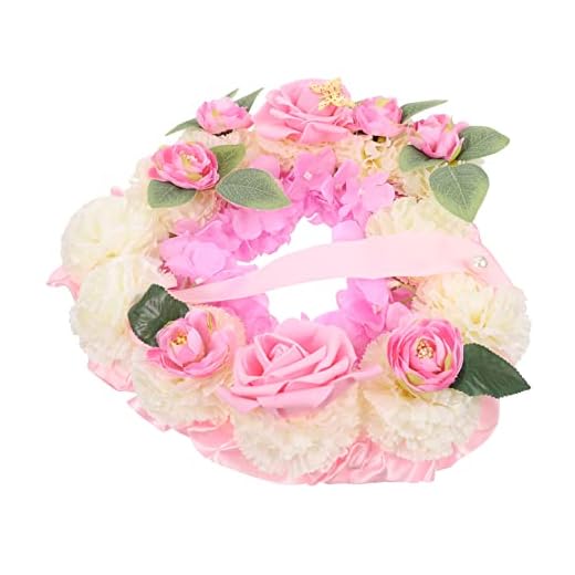 Didiseaon 1 Juego De Corona Conmemorativa De Corazón Flores Artificiales para Luto Guirnalda Artificial Guirnalda De Flores Funerarias Ataúd Corona De Puerta De Bienvenida Guirnalda De Luto