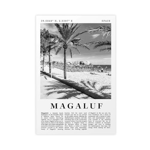 Poster Espagne Magaluf sur toile pour décoration de chambre 50,8x76,2 cm