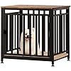 Dog Crate Furniture for Small Dogs, Dog Kennel Indoor, Anti-Chew Anti-Escape with Bed Crate Pad End Side Table Wooden Dog Crate,Steel-Tube Dog Cage, Rustic Brown