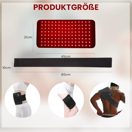 WRQIOO 120LEDs Heizgürtel Gürtel, Wärmegürtel, 5 Stufen Leistung & Vibrationen Massage, 10 Hz 40Hz Gepulster Controller
