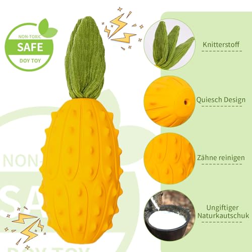 LIFLIX Hundespielzeug Quietschend für Kauer, Harte Kauspielzeug Hund aus Naturkauschuck, Hundespielzeug Robust für Kleine Mittelgroße und Große Hunde, Gehörnte Melone Form