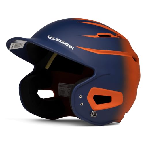 Boombah DEFCON Sleek Profile Matte Fade Batting Helmet NOCSAE Navy/Orange - Size Junior 6 1/4"" - 7""