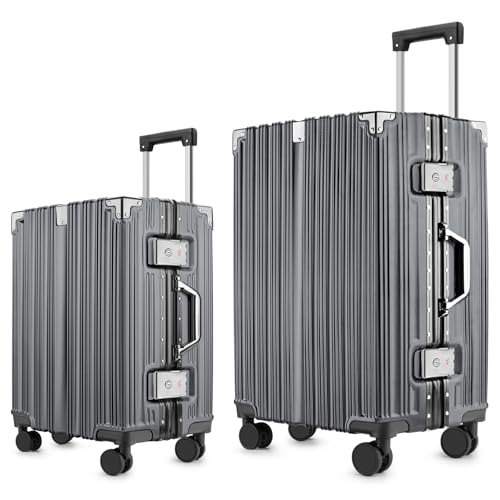 2-Piece Zipperless Luggage Set | 20/26 Inch Airline Approved | TSA Lock, Scratch-Proof Hardshell & Silent Wheels | Lightweight Carry-On for Business Travel (Gray)