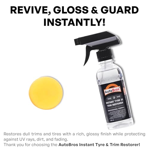 Image of AutoBros Instant Tyre & Trim Shine Restorer (250ml) with Applicator Pad | Extreme Black Shine & Hydrophobic Coating | Long-Lasting Protection for Tyres | Non-Greasy Tyre Polish for Car
