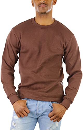 ToBeInStyle Men's Heavy or Medium Weight Premium Waffle Thermal Long Sleeve Crewneck Shirt