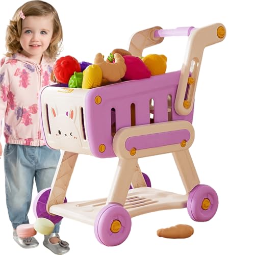 Générique Shopping Trolley for – Role Play Set | with Simulated Food, Promotes Imagination, Hand Eye Coordination and Social Youth, Educational Role
