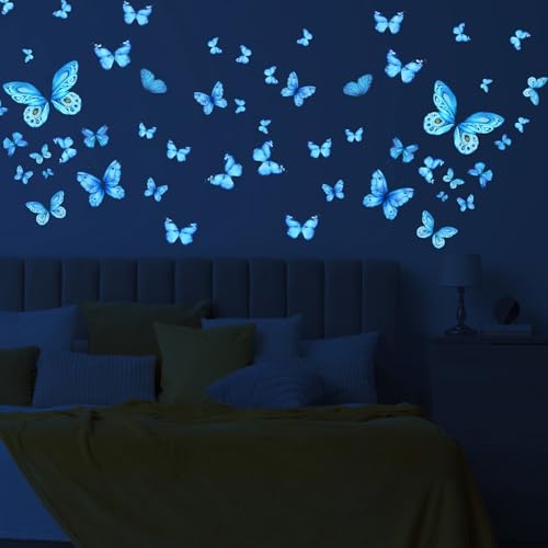 Set de 25 vinilos mariposas luminiscentes azules miniatura 6