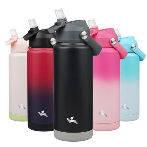 Konokyo Insulated Water Bottle with Straw Lid,24 oz Stainless Steel Vacuum Metal Bottle with...