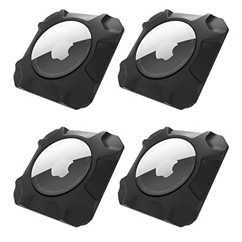 Image of for Airtag Holder Strong Case Stick-On Mount Protective Pasteable Accessories for Air Tag Case with Apple AirTag Hidden Protective Location Tracker (4 Packs Black)