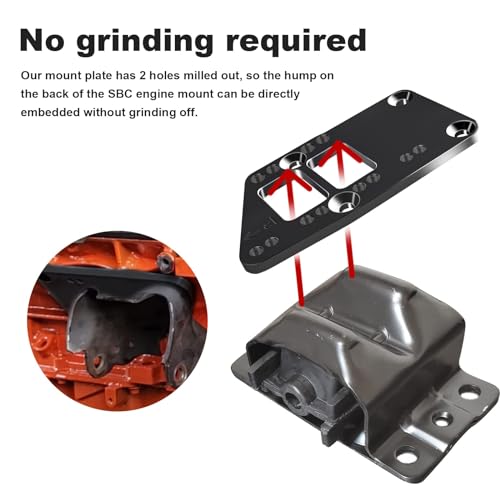 YESHMA for LS Swap Motor Mounts Adapter Plates for SBC Vehicle to LS Engine LS1 LS2 LS3 LS6 LQ4 LQ9 L33 L92 L99 LR4, for LS Conversion Swap Bracket Adjustable Universal (Black)