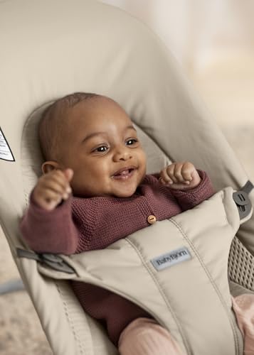 Image of BabyBjorn Bouncer Balance Soft, Tri-Fabric, Sand Grey | 2-in-1 Adjustable Baby Bouncer Seat and Toddler Chair, Newborn to Toddler (8-29 lbs), 4 Positions, Lightweight & Portable
