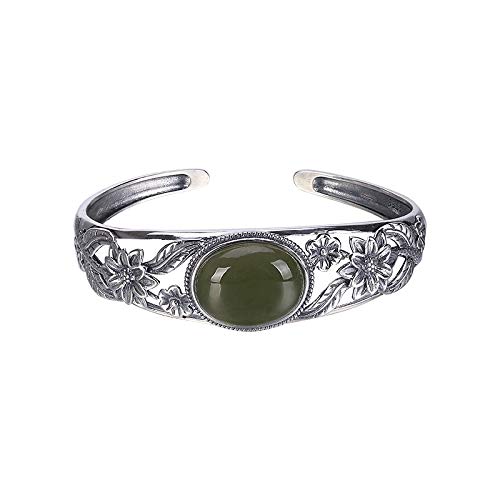 Bracelet en argent 925 ajustable avec saphir et jade pour poignets délicats