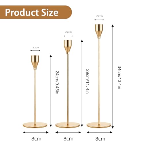 Candle Holders for Taper Candles, Set of 6 Metal Candle Stand Modern Decorative Candlestick Holder for Wedding, Dinning, Party (Gloden) - Image 5