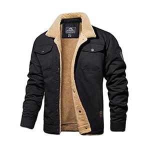 MAGCOMSEN Men’s Winter Jacket Lined Sherpa Jacket Warm Trucker Coat Multi Pocket