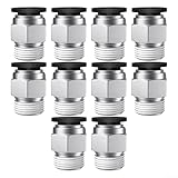 Oniissy PC4M10 Pneumatische Luftschlauchverbinder für 3D-Drucksysteme, Push-In-Typ-Edelstahlbeschläge für 4 mm PTFE-Rohre, 10 Stück