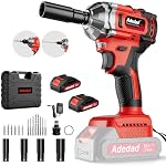 Cordless Impact Wrench 500N.m 3-in-1 Impact Driver with 2x2.0Ah Battery | 369Ft-lbs Cordless Impact Gun with 8 Drill Bits, 6 Screwdriver Bits, 4 Sockets for Furniture Assembly&DIY Projects