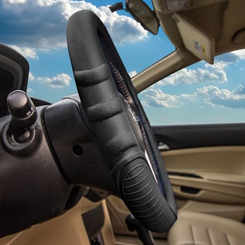Image of FH Group Universal Fit Silicone with Grip and Pattern Massaging Grip Steering Wheel Cover fits most Cars, SUVs, Trucks, and Vans Black