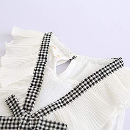 CsgrFagr Conjunto de roupas infantis para bebês e meninas, colete com laço + shorts xadrez, conjunto