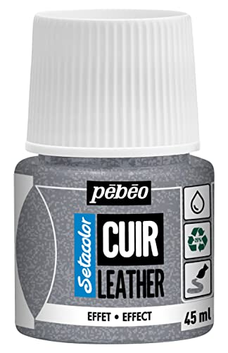 PEBEO - Setacolor Leather - Acrylic Paint for Leather and Leatherette - Customization Bag, Shoe, Sneaker - Scratch resistance, folds, rubbing - Glitter Effect - Silver glitter - 45 ml