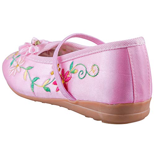 Hello Shero Girls Gorgeous Mary-Jane Ballet Pumps Comfortable Low Heel Round Toe Flats Floral Embroidery Shoes2