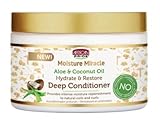 African Pride Moisture Miracle Deep Conditioner, Aloe and Coconut Oil Formula, Natural Hair Care, 340g, Paraben-Free, Strengthening and Hydrating Treatment