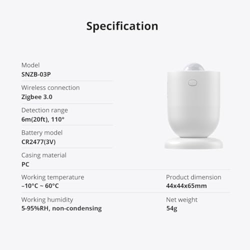 Image of Ledgebit SNZB-03P Zigbee 3.0 Motion Sensor - 5s Detection, Smart Home Security, Human Presence Sensor, Compatible with Alexa /Google, eWeLink App (Zigbee Hub Required)