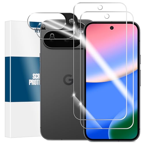 YEYEBF Screen Protector for Google Pixel 10, [2+2 Pack] Tempered Glass & Camera Lens Protectors[Ultrasonic Fingerprint Unlock] [Case Friendly] [Bubble-Free] Screen Protector Glass For Pixel 10
