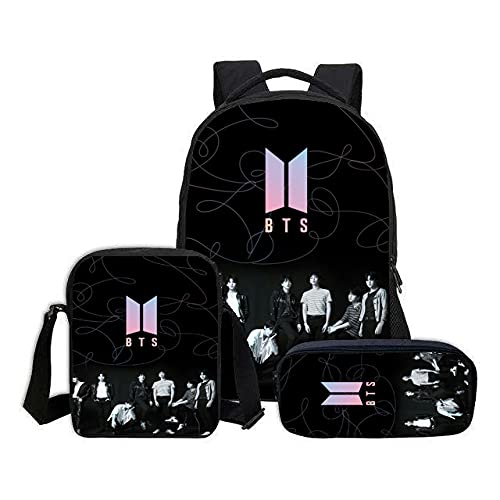 HeartInk BTS Bangtan Boys KPOP Theme Fan Art Laptop Bag Casual School Backpack (COMBO OF 3-SIZE BAGS) - HIKBTSBGSET17