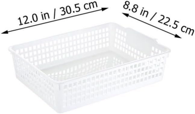 3pcs White Plastic Storage Basket for Desktop, Towels, Magazines
