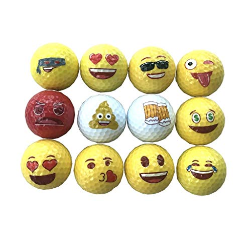 Lightahead 12 Emoji Golf Balls Gift Set,Fun Novelty,Practice or Play Golf Balls Best