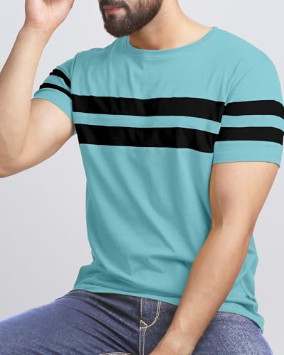 Image of AUSK Men Regular Fit T Shirt || Half Sleeve Mens Regular Fit T-Shirt Combo|| Regular Fit T-Shirts for Men Pack of 2 Combo
