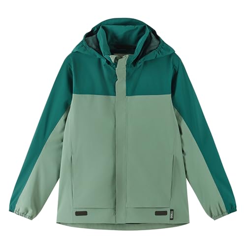 Reima - ReimaTec Salmi wasserdichte Regenjacke für Kinder - Leichte Übergangsjacke für Jungen und Mädchen mit 10.000 mm Schutz, atmungsaktives, winddichtes Material - Stone Green, 122
