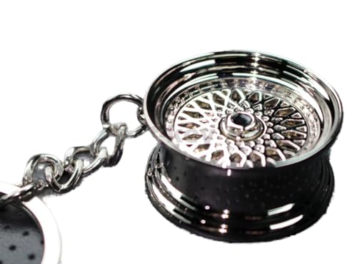 VMG-Store Llavero cromado estilo BBS con colgante macizo de una rueda