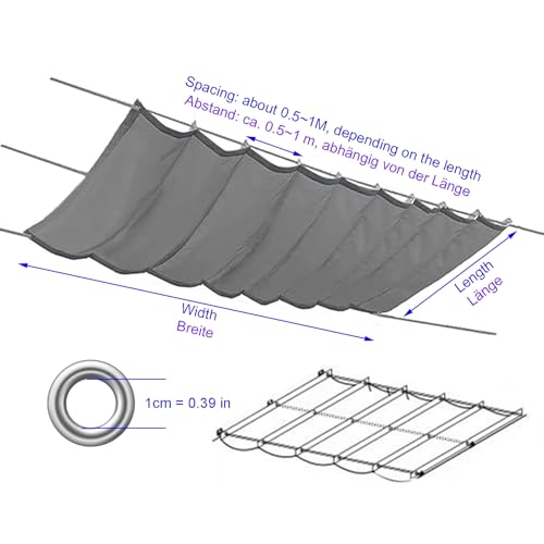 Tenda parasole per gazebo da terrazza, copertura retrattile con protezione UV con kit di montaggio, tenda da esterno impermeabile, copertura per pergola