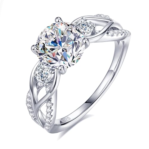 TutuTiara Moissanite Promise Rings for Her, 1-2CT Twisted Engagement Rings for Women