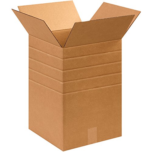Boxes Fast BFMD121218 Multi-Depth Cardboard Shipping Boxes, 12  x 12  x 18 , Pre-Scored, Single Wall Corrugated, Kraft (Pack of 25)