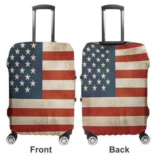 Travel Luggage Cover Elastic Suitcase Protector Anti-Scratch Washable Vintage American USA Flag Luggage Sleeve Tsa Approved Carry on Covers Baggage Cover Fits 18-32 Inch Luggages3
