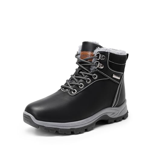 DREAM PAIRS Stivali da Neve Donna Stivali Invernali Caldi con Lacci da Donna Stivali da Neve Impermeabili Antiscivolo per Esterni ,Size 37,Nero,SDSB2411W-E