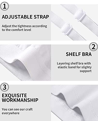 ATTRACO Camisole for Women Tank Tops with Built in Bra Cotton Packs Black White M