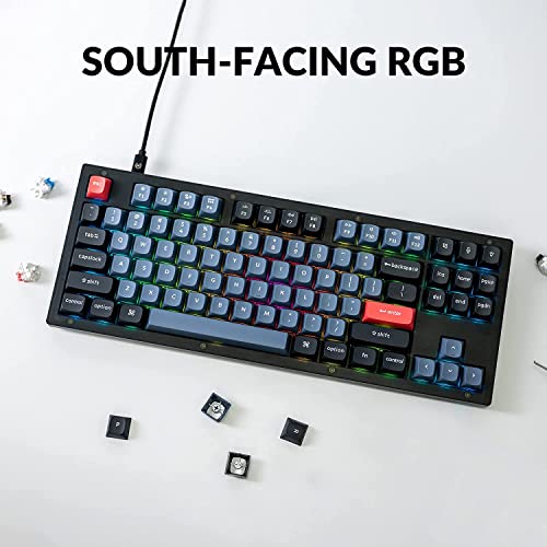 Image of Keychron V3 TKL 80% Layout Custom Wired Mechanical Keyboard, 87 Keys RGB Backlight QMK /VIA Programmable Macro, Hot Swappable K Pro Red Switch PBT Keycaps for Mac Windows (Frosted Black Translucent)