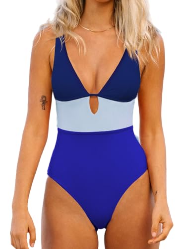 Image of CUPSHE Women's One Piece Swimsuit Color Block Keyhole Cutout Bathing Suit