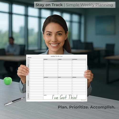 Weekly To Do List Notepad, 60 Page Task Planning Pad w/Daily Checklist, Priority Todo Checkbox & Notes. Desk Notebook to Organize Office 11 X 8.5 - Thumbnail 5