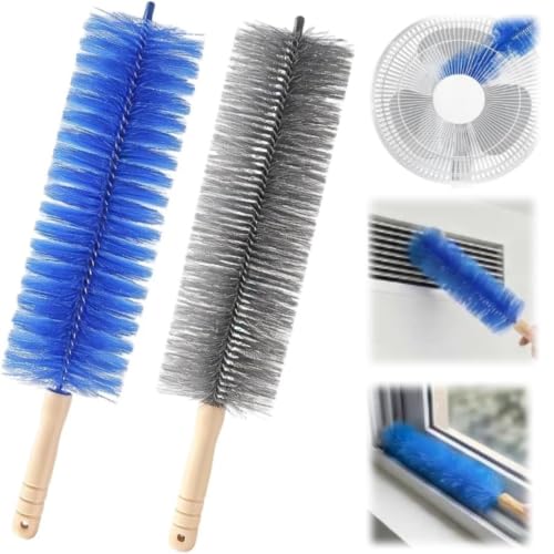 Image of Fan Cleaning Brush with Bendable Microfiber Head, Reusable Dusting Brush for Fan Blades, Window Blinds, Air Conditioner Vents, Ceiling Fans, Car Vents and Hard-to-Reach Areas, 2 Pack