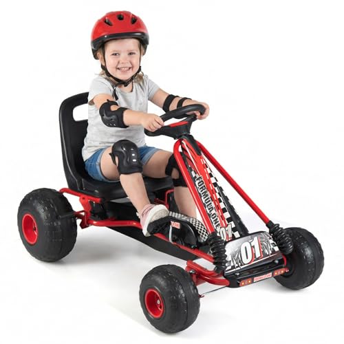 HONEY JOY Pedal Go Kart, 4 Wheeler Toddler Racing Ride
