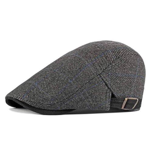Anshili Herren Schiebermütze Damen Karierte Schimmütze Newsboy Kappe Flat Cap (Schwarz A)