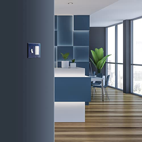 Image of ENERLITES Combination Toggle Switch and Decorator Receptacle Metal Wall Plate, Corrosion-Resistant, Stainless Steel 201, Standard Size 2-Gang 4.50 inch x 4.57 inch, UL Listed, 771131-BBL, Brushed Blue