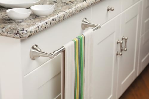 Image of Moen DN6824BN Sage 24-Inch Wall Mount Bathroom Single Bar Towel Bar, Brushed Nickel (Pack of 2)