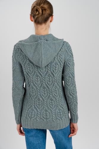 Image of SAOL Women's Hooded Zip Cardigan - Pure Merino Wool Irish Sweater - Warm & Breathable Outer Layer